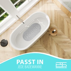 Brandsseller Bath Mat 67 x 37 cm Bath Mat Non-Slip Mat Water Drops Design Transparent Grey