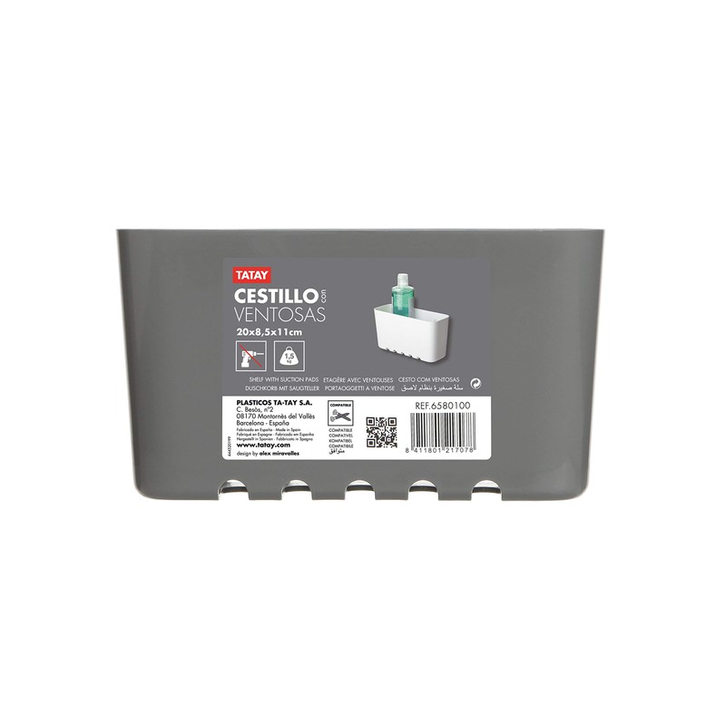 Tatay Standard Storage Basket, Small, Polypropylene, Grey, One Size