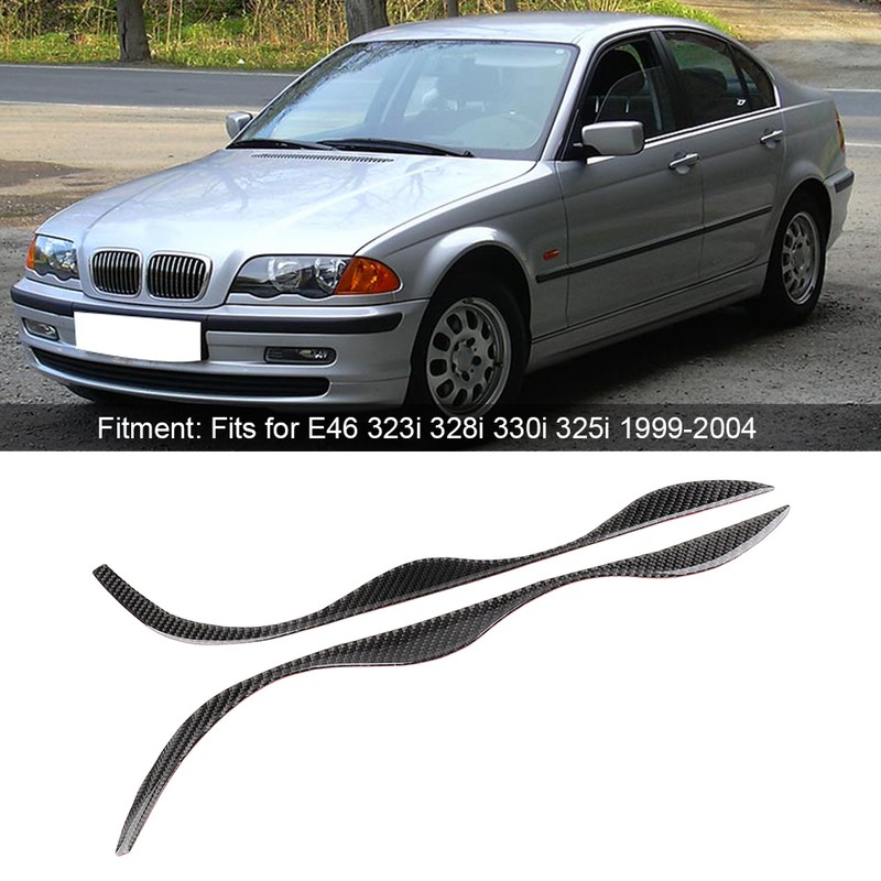 Carbon Fiber Headlight Eyebrows Trim Sticker Fits for E46 323i