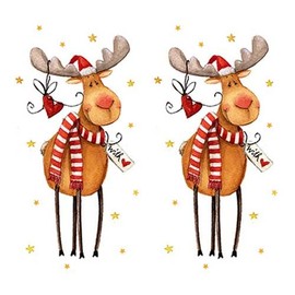 20 Individual Handkerchiefs Christmas Reindeer and Santa 2 Packs of 10 Individual Handkerchiefs Gift
