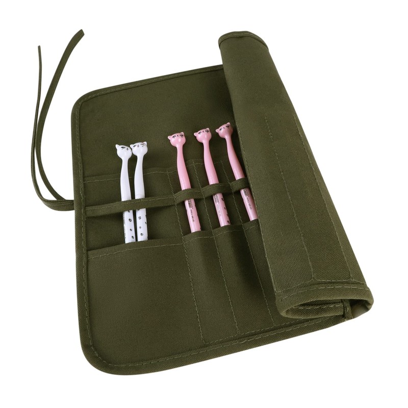 Pencil Roll Up Case Canvas Pencil Pouch Case Pen Wrap