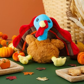 BLUE PANDA Turkey Stuffed Animal, Thanksgiving Plush Toy for Kids, Fall Home Decor (9 in)