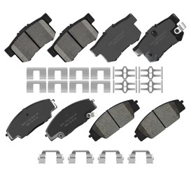 YxpBrake Front Rear Ceramic Brake Pads with Hardware Fit for Honda Civic 2006 2007 Si, Civic 2008 Mugen Si, Si, Civic 2009 Si, Civic 2010 2011 Si, S2000 2000-2009, A-cura RSX 2002-2006, CSX 2007-2010