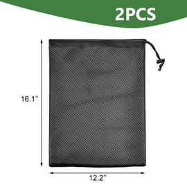 Quacc Quacc 2pcs Black Pump Barrier Bags with Drawstring Sturdy Pump Filter Mesh Bag Pond Fish Pond Filter Cover Bags Water Pump Filter Bags for Pond Fountain Pump (16.1" x 12.2")
