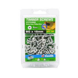 Zenith Class 3 Phillips Drive Button Head Stitching Needle Point Timber Screws, 8-15 x 15 mm Size (100 Pieces)