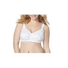 Just My Size Women's Front Close Soft Cup Bra, White, 40D