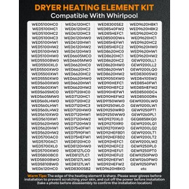 ULXIOM Dryer Heating Element Kit Compatible With Whirlpool WED6620HC1 WED6620HW1 WED7120HW1 WED7120HW0 WED7500GW0 WED7500GC0 WED75HEFW1 WED8127LC1 WED8127LW1 WED5700AC1 WED5605MW0 WED5550XW0