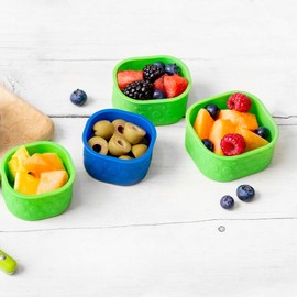 LunchBots Silicone Bento Cups Set - Accessories Designed to Fit in LunchBots Medium and Large Bento Lunch Boxes - 7 Pieces - Blue/Green