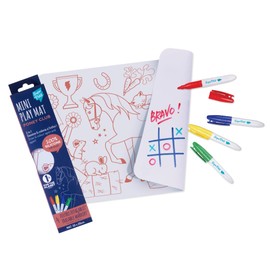SUPER PETIT - Educational Game - Pony Painting Set - Reversible Motif - Includes 4 Wipe-Clean Felt Tip Pens - Easy to Clean - Reusable - Antibacterial - From 3 Years - 30 x 20 cm