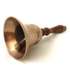 Antique Brass Hand Bell with Wooden Handle, Height 17 cm,