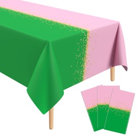 Lianxuia 3Pcs Pink and Green Plastic Tablecloth, 54 x 108 Inch Waterproof Witch Table Cover, Pink and Green Witch Party Decorations for Wedding Baby Shower Birthday Party Supplies