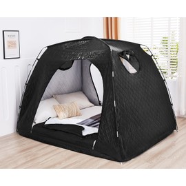 Akiky Bed Tent Bed Canopy Twin Size Bed,Cotton Quilted Canopy Portable Blackout Privacy Space Tent Warmth Canopies for Bed(Black,Twin)