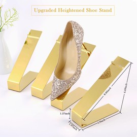 K KAIDIYIN Shoe Display Stand, 8.66 in Extended Shoe Stands, 4Pcs Stainless Steel Shoes Display Rack Holder Stand, High Heels Sandal Display Stand for Retail Store Vendors Merchandise (GOLD)