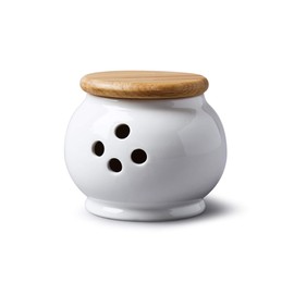 WM Bartleet & Sons 1750 Traditional Garlic Pot with Wooden Lid, 10 cm, White, One Size