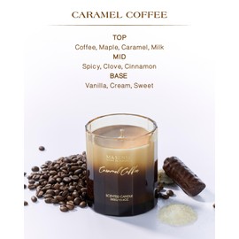 M&SENSE M&SENSE Caramel Coffee Candle for Home Scented, 10.6oz 60 Hours Burn Natural Soy Long Lasting Slow Burning Organic Aromatherapy Candle Housewarming Appreciation Gift for Women