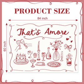 FYSUIMU That's Amore Backdrop Italian Wedding Engagement Party Decoration Photography Background Banner Red Hand Drawn Photo Prop for Bachelorette Bridal Shower, 7 x 5 Ft