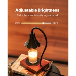 Epoch Candle Warmer Lamp with Timer & Stepless Dimmable, Electric Warmer Lamp for Jar Candles, Mid Century Modern Black Wax Melt with 2 Bulbs, Retro Decor House Warming Birthday Gifts for Her