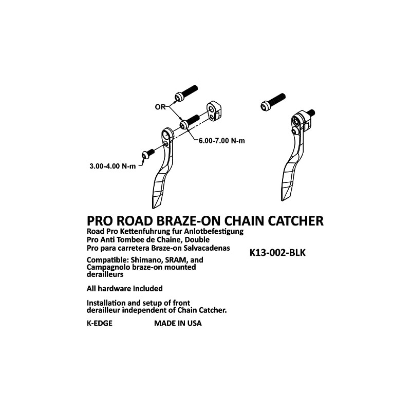 K-EDGE Pro Road Braze-On Chain Catcher, Black Gunmetal,One Size,350001001