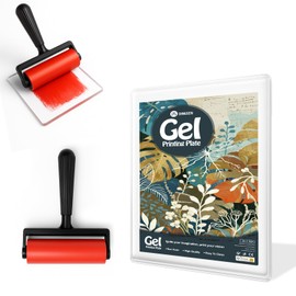 Gel Printing Pad with Brush - Reusable Gel Plate for Monoprinting, Stamping & Texture Art, Includes Mini Roller Brush - Non-Toxic Art Tool for Beginners, Artists & Therapy (Size: 5 * 7inch)