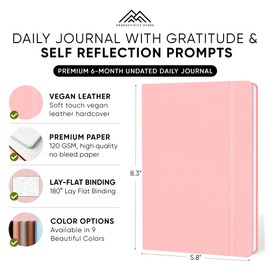 Journal For Women & Men - Gratitude Journal, Self Care & Mental Health Journal For Women & Men - A5 - Pink - Productivity Store