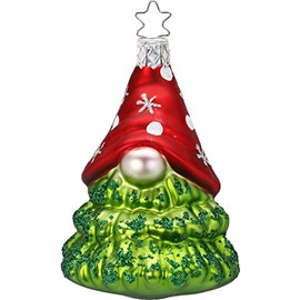 Christmas Tree Decoration Glass 8.5 cm Gnome Fir Mouth-Blown Hand-Painted Christmas Baubles Red Green