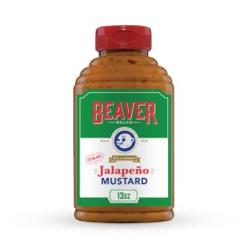 Beaver Extra Hot Jalapeno Mustard 13 Ounce Spicy Gourmet Condiment