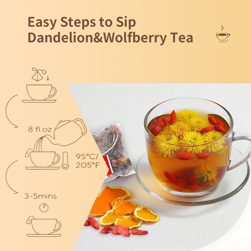 Vitavalor Natural Herbal Tea, 7 Ingredients, Dandelion Root, Wolfberry &