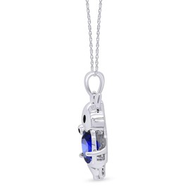 AFFY Heart Shape Simulated Blue Sapphire Love Heart Cute Pig Pendant Necklace 14k White Gold Over Sterling Silver with 18" Chain