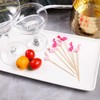 PuTwo Cocktail Picks Handmade Bamboo Toothpicks 100ct 4.7" in Flamingo
