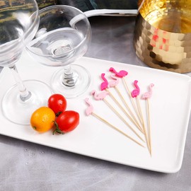 PuTwo Cocktail Picks Handmade Bamboo Toothpicks 100ct 4.7" in Flamingo Decor