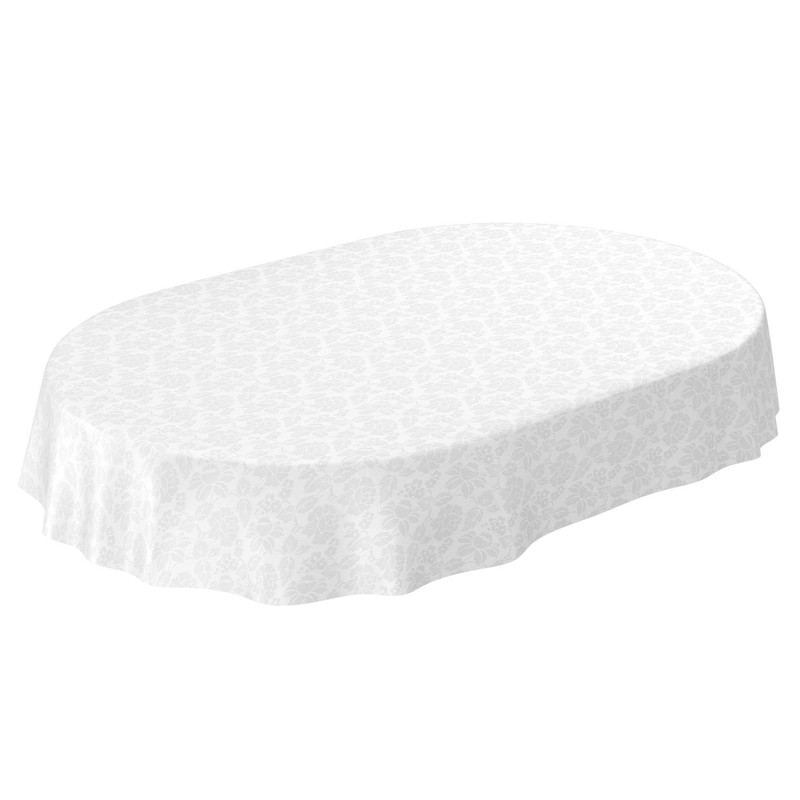 ANRO Oilcloth Tablecloth Oilcloth Washable Tablecloth Flowers Plain White Relief