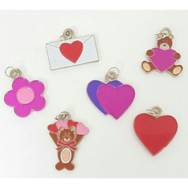 Unbranded Set of 6 Valentines Day Charms Scrapbooking Embellishment Love Heart Bear Crafts
