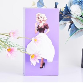 SENIURIS Beautiful Tissue Box with Long Skirt for Girls, Creative Cartoon Tissue Cover Paper Dispenser for Home, Office and Car (Purple)