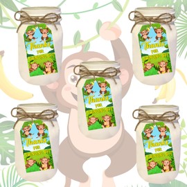 SHADOAMP Monkey Themed Party Favor Tags, 50pcs Safari Party Favors Thanks for Swinging by Tags Name Goodie Tags for Monkey Birthday Party Decorations Safari Baby Shower Jungle Theme Animal Party