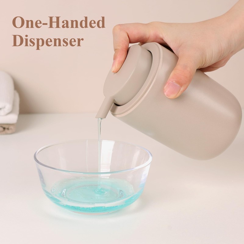 BosilunLife Khaki Soap Dispenser Set - 2 Pack 12oz Ceramic