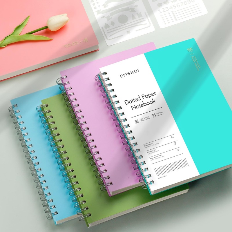 EMSHOI B5 Spiral Notebook Bullet Dotted Journal, 300 Pages/150 Sheets,
