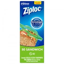 Ziploc Bolsa Reutilizable para Sandwich 50 bolsas