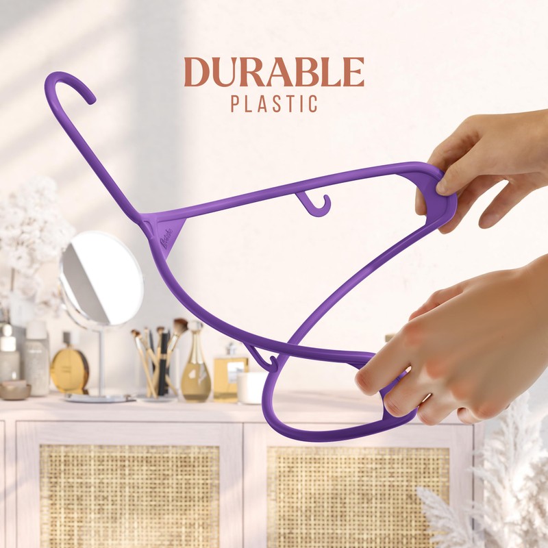 Clothes Hangers Plastic 20 Pack - Purple Plastic Hangers -