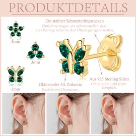 HUABOLA CALYN Earrings 925 Silver Set for Women, Stud Earrings Set Silver with AAA+ Zirconia, Small Sleeping Cartilage Stud Earrings for Girls Men, Sterling Silver, Cubic Zirconia