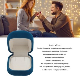 Blue Velvet Jewelry Gift Box Case with Soft Lining, Fashionable Design, Portable for Proposal, Engagement, Wedding, Christmas, Birthdays and Anniversaries (Earring Box)