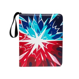 4 Pocket Trading Card Binder - Holds 440 Cards with 55 Removable Sleeves, Double-Sided PU Zippered Card Holder Album for TCG, Baseball, Football, and Sports Cards