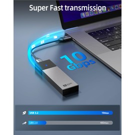 SANZANG M.2 NVMe Gehäuse M.2 SSD Gehäuse mit 10 Gbit/s Übertragung, USB 3.2 NVME SSD Gehäuse Adapter für 2230 2242 2260 2280 M.2 PCIe NVMe M-Key & M+B Key SSD (werkzeuglos, Typ C auf A)