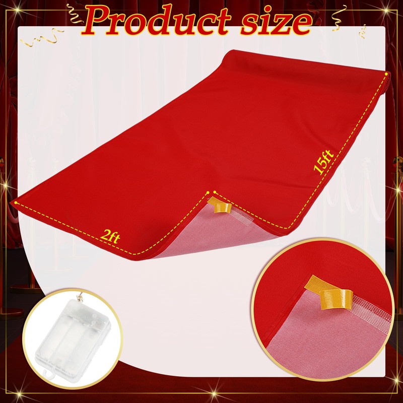 Tinideya Red Carpet Runner with Light for Events Red Fabric