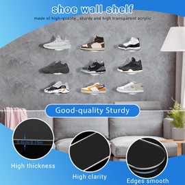 Littlecatch Floating Shoe Display Shelves for Wall Mount Set of 6,Clear Acrylic Floating Shelves for Showcase Sneaker Collection