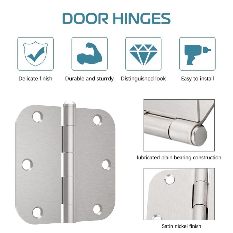 30 Pack Satin Nickel Door Hinges 3.5 inch Brushed Nickel
