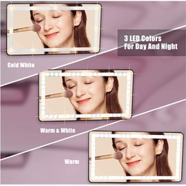 %.oe Edge Auto Car Sun Visor Mirrors, 3 Light Modes & 60 LEDs Rechargeable, Touch Screen Dimmer, Shades & Travel Cosmetic Mirror Pack of 2 in Pink