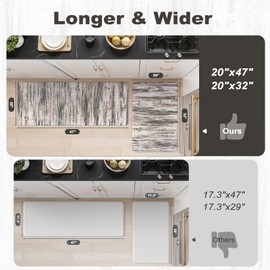 KIMODE Anti Fatigue Kitchen Mats for Floor 2 Piece, 17"x47"+17"x29" Farmhouse Plaid Kitchen Rugs Non Slip, Waterproof Kitchen Floor Mats for Kitchen Floor Sink Laundry Desk Decor Black Grey