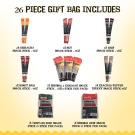 Jerky.com 26pc Meat Sticks Variety Pack | Healthy Snack for Adults | Low Sugar & High Protein | Gluten Free & Keto Meat Sticks | Pork, Turkey, Ham Beef Sticks & Cheese Sticks | Jerky Gifts for Men