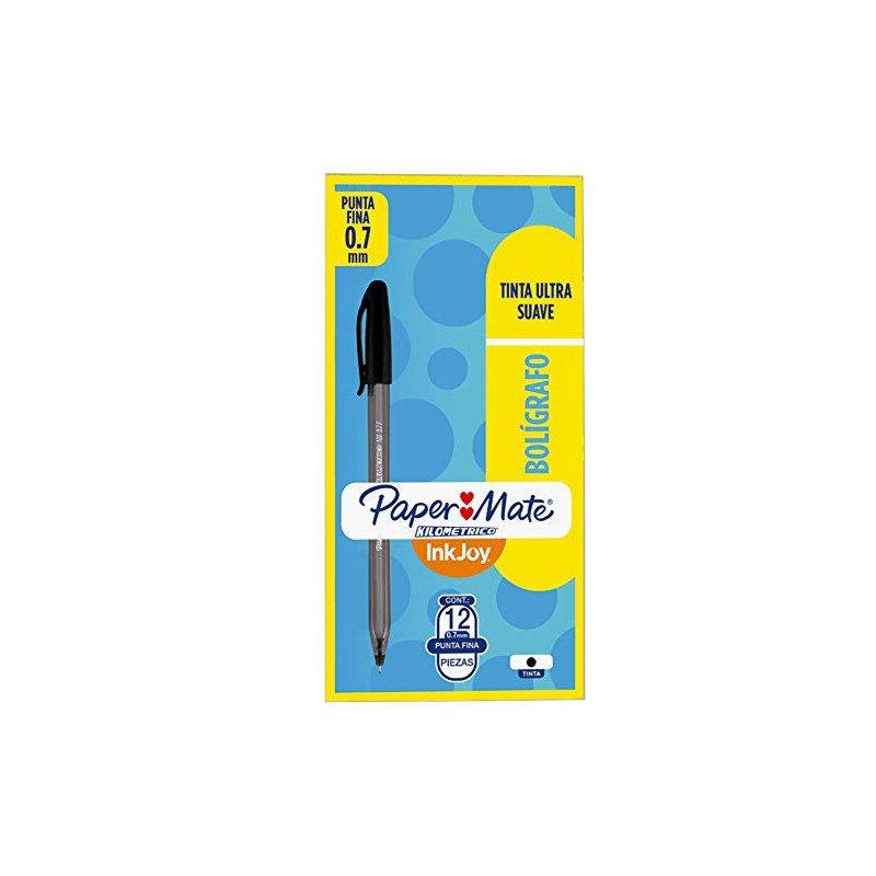 Paper Mate Kilometrico Bolígrafo Punto Fino, Negro, caja de 12