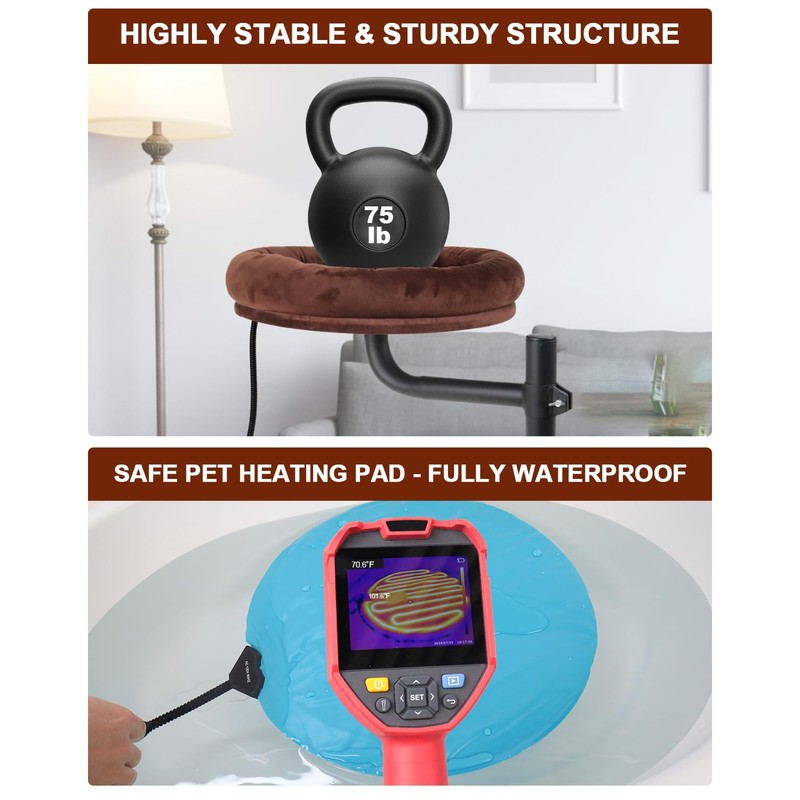 stohot Heated Cat Bed for Desk Indoor, Heated Pet Bed